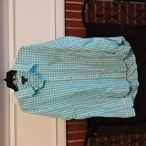LANDS' END Teal Checkered Men's Shirt